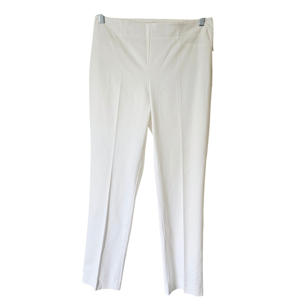 NWT Womens 8 Pants White Cotton Blend Stretch Side Zip Straight Leg Flat Front